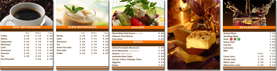 Five Panel Restaurant Menu Boards